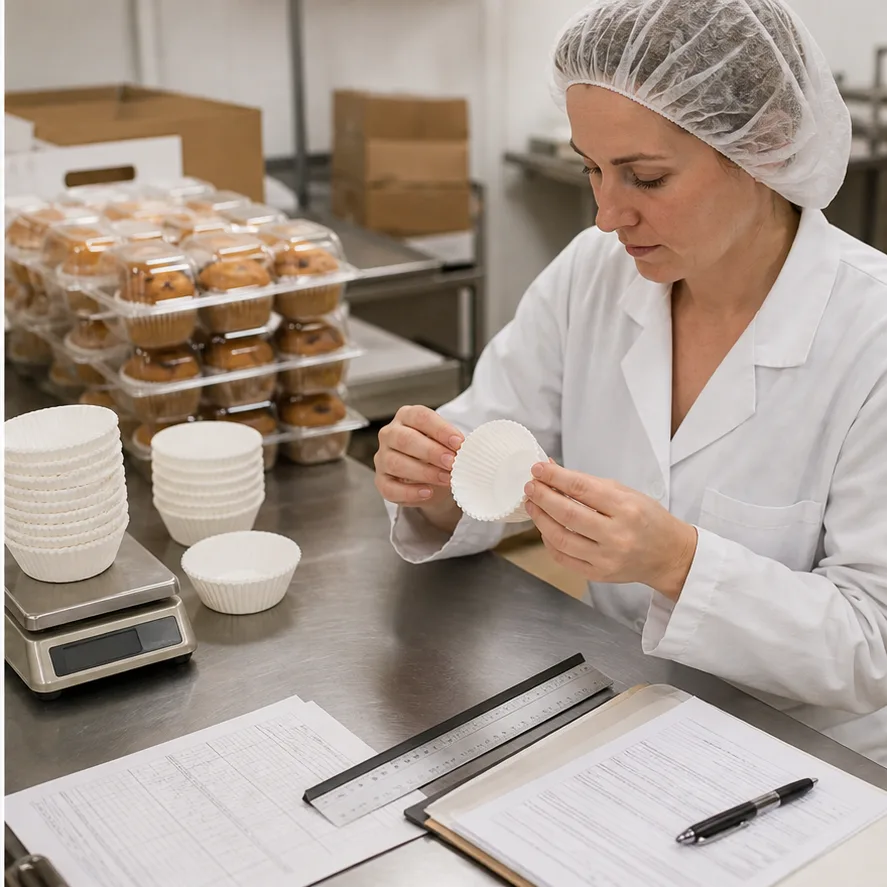 Paper Baking Cups for Supermarket Bakeries: Buyer Checklist factory testing and shipment inspection