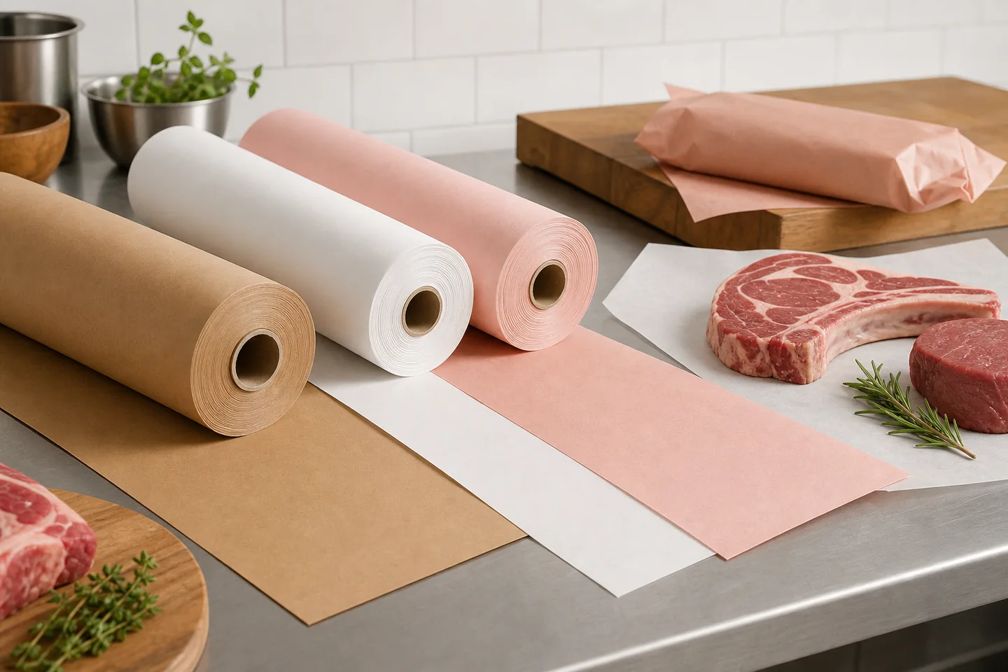 Butcher Paper sheets, rolls and food wrapping applications